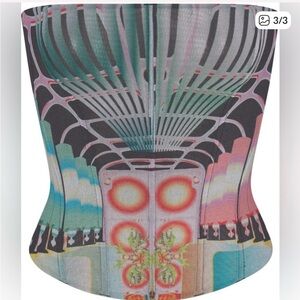 SKIMS RARE SUMMER MESH CORSET IN DECO TRAIN NWT